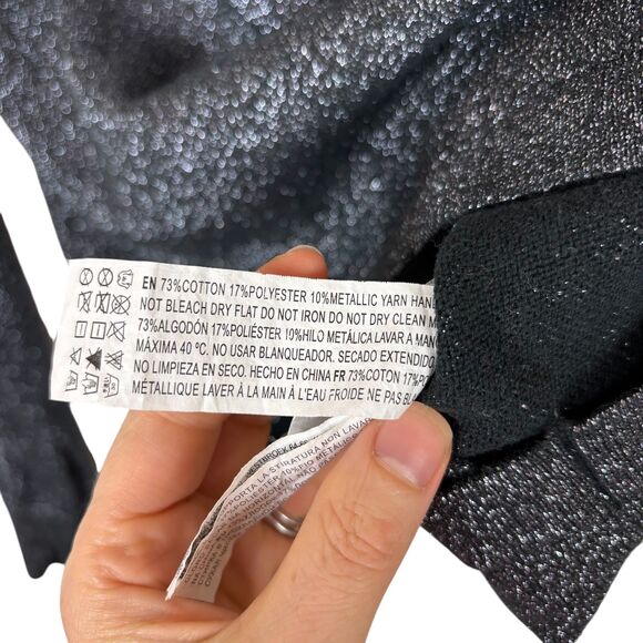 Forever 21 Silver Metallic Black Crew Neck Sweater Women's Small - Picture 3 of 5